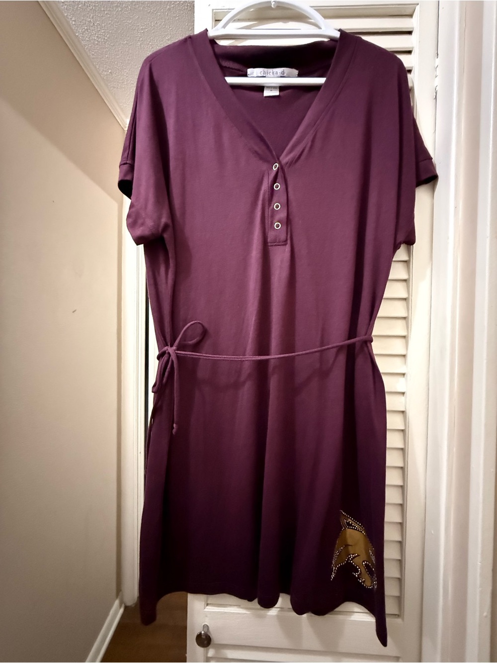 Chicka-d Burgundy Bobcats Tunic Dress Rhinestone Logo Casual Game Day